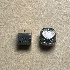 Authentic Pandora I Love you and Heart Charms
